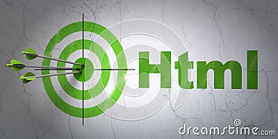 Software concept: target and Html on wall background Stock Photo