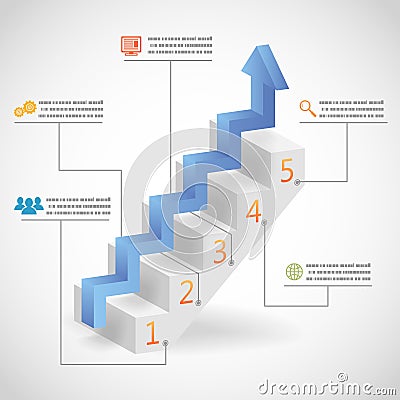 Success Steps Concept Arrow and Staircase Infographic Icons Vector Illustration Vector Illustration