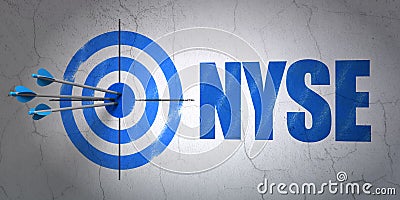 Stock market indexes concept: target and NYSE on wall background Stock Photo