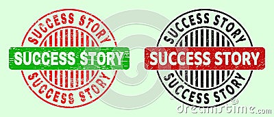 SUCCESS STORY Round Bicolour Stamp Seals - Rubber Texture Vector Illustration