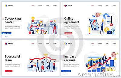 Success teamwork, business partnership vector illustration of cartoon business partners work, successful corporate Vector Illustration