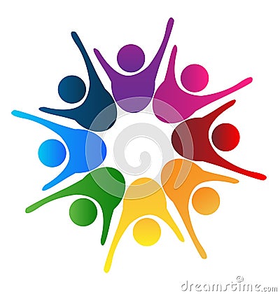 Success teamwork happy people logo vector design Vector Illustration