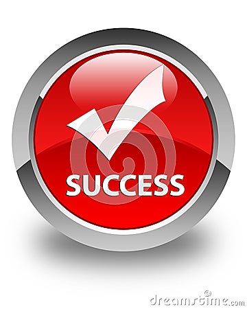 Success (validate icon) glossy red round button Cartoon Illustration