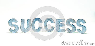 Success word painted letter on white background. Standing wooden letter. Positive word for business or education process Stock Photo