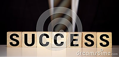 Success word written on wood block. Success text on wooden table for your desing Stock Photo