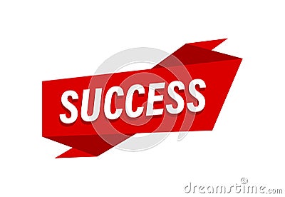 Success written, red flat banner Success Vector Illustration
