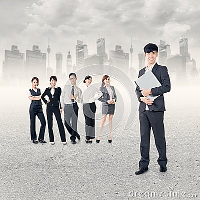 Successful Asian business team Stock Photo