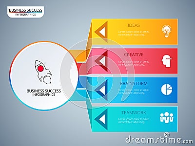 Successful business concept circle infographic template. Infographics with icons and elements. Vector Illustration