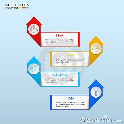 Successful business concept infographic template. Infographics with icons and elements. Can be used for workflow layout, diagram Vector Illustration