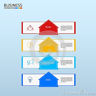 Successful business concept infographic template. Infographics with icons and elements. Can be used for workflow layout, diagram Vector Illustration