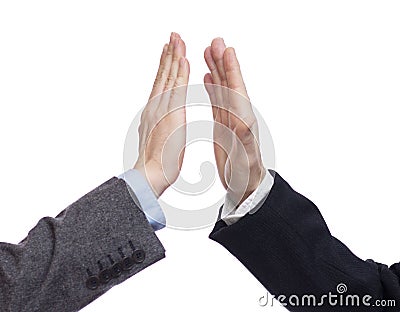 Successful business giving high five Stock Photo