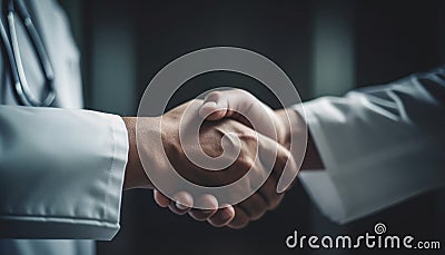 Successful business partnership handshake, agreement, teamwork, communication generated by AI Stock Photo