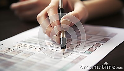 A successful business person filling a questionnaire for research purposes generated by AI Stock Photo