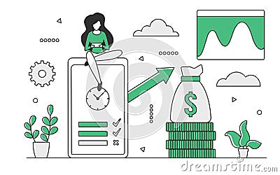 Successful business revenue growth Vector Illustration