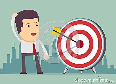 Successful businessman aiming target Vector Illustration