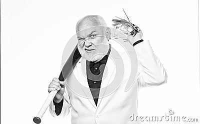 Successful businessman. Brutal business life. Racket and raiding. Kingpin concept. Black cash money. Money profit Stock Photo