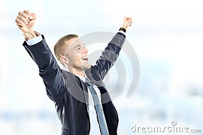 Successful businessman celebrating Stock Photo