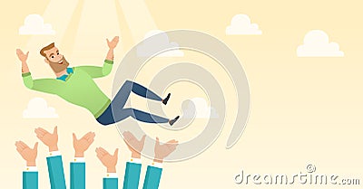 Successful businessman during celebration. Vector Illustration