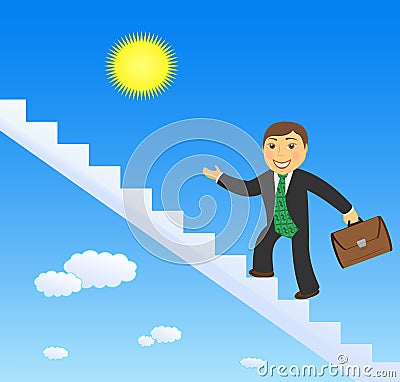 Successful businessman climbing stairs Vector Illustration