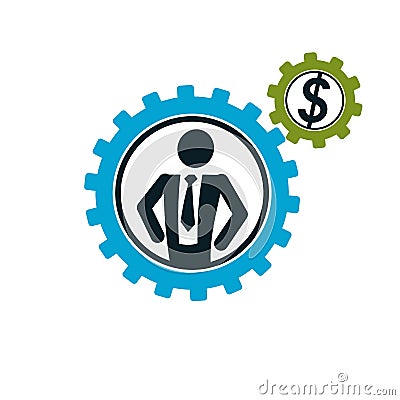 Successful Businessman creative logo, vector conceptual symbol i Vector Illustration