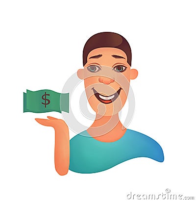 A successful businessman with dollars Stock Photo