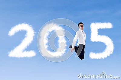 Successful businessman with number 2015 Stock Photo