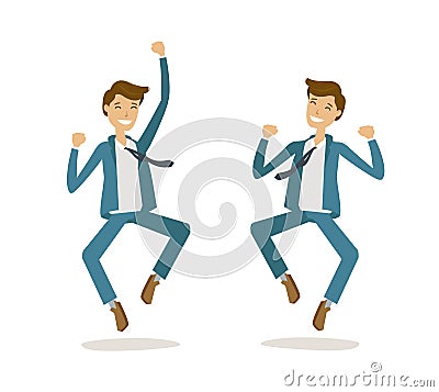 Successful businessman or student. Luck, success, happy concept. Cartoon vector illustration Vector Illustration