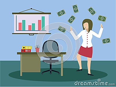 Successful businessmen with big money Vector Illustration