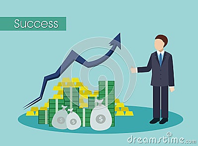 Successful businessmen with big money Vector Illustration