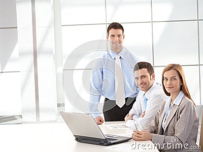 Successful businessteam smiling happily Stock Photo