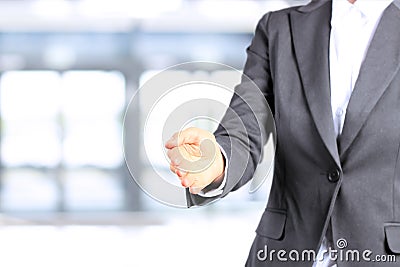 Successful businesswoman giving a hand.Ready to seal a deal Stock Photo