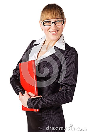 Successful businesswoman holding a folde Stock Photo