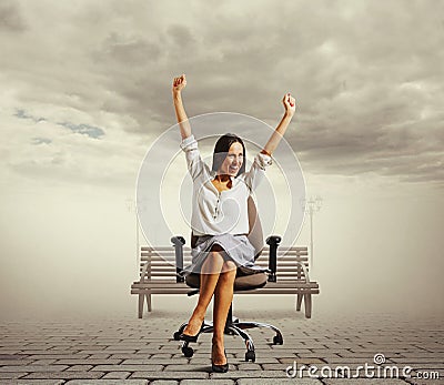 Successful businesswoman in the park Stock Photo