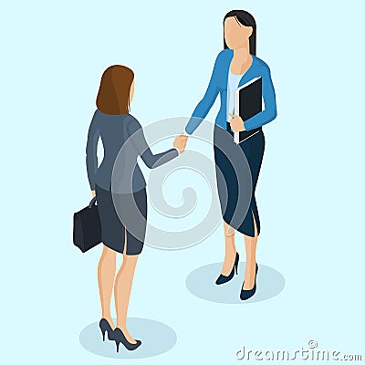 Successful businesswomen handshaking Vector Illustration