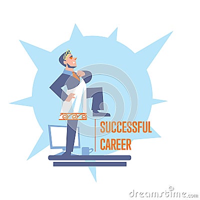 Successful career banner with businessman Vector Illustration