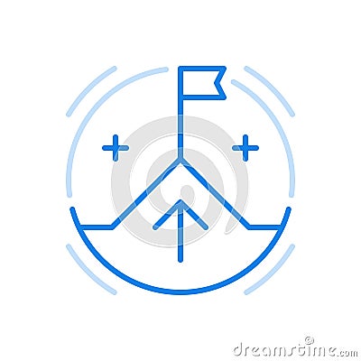 Successful career climbing vector line icon. Leadership achievement in corporate business competition. Vector Illustration