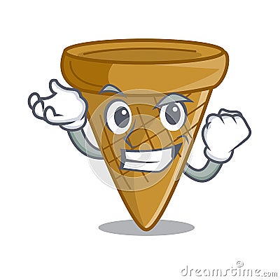 Successful cartoon ice cream wafer cone Vector Illustration