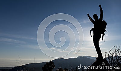 Successful climber silhouette Stock Photo