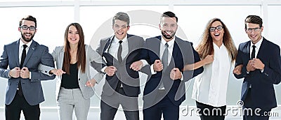 Successful cohesive business team standing together Stock Photo
