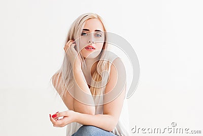 Successful confident woman on white background Stock Photo