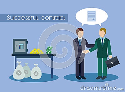 Successful contract and many money Vector Illustration