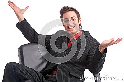 successful deal happy person powerful manager Stock Photo