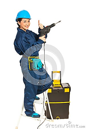 Successful driller woman Stock Photo