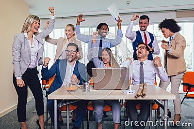 Successful entrepreneurs and business people achieving goals Stock Photo