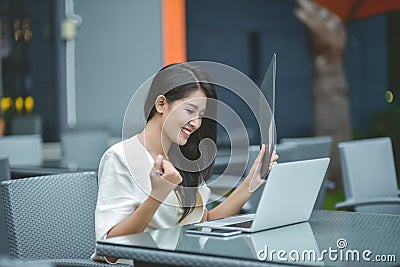 Successful entrepreneurs and business people achieving goals, Ha Stock Photo