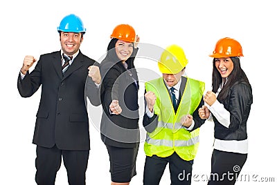 Successful excited architects team Stock Photo