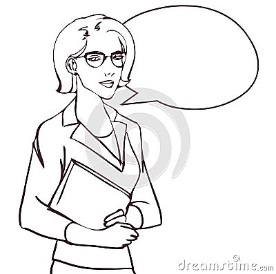 A successful female businesswoman retro style pop art vector Vector Illustration