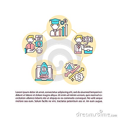 Successful game design alumni concept icon with text Vector Illustration