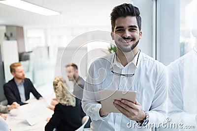 Successful happy worker in information technology industry Stock Photo