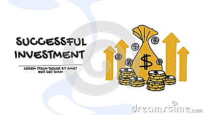Successful investment and financial reward concept Cartoon Illustration